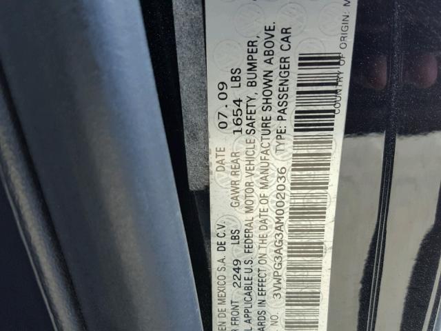 3VWPG3AG3AM002036 - 2010 VOLKSWAGEN NEW BEETLE 黑色 照片 10