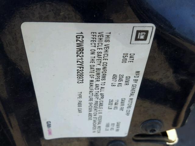 1G2WR5212YF328973 - 2000 PONTIAC GRAND PRIX ლურჯი ფოტო 10