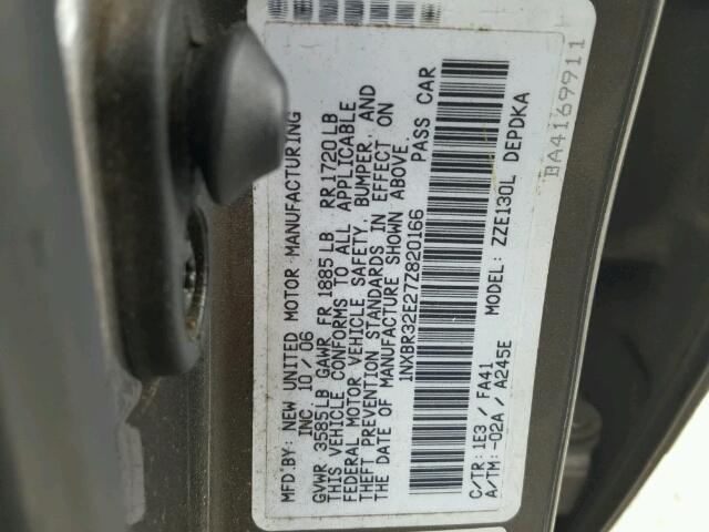 1NXBR32E27Z820166 - 2007 TOYOTA COROLLA CE GRAY photo 10