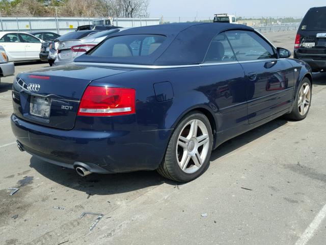 WAUAF48H37K033817 - 2007 AUDI A4 2.0T CA BLUE photo 4