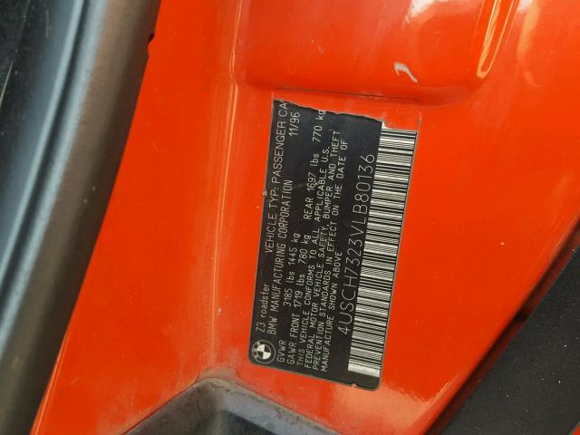 4USCH7323VLB80136 - 1997 BMW Z3 1.9 Czerwony zdjęcie 10