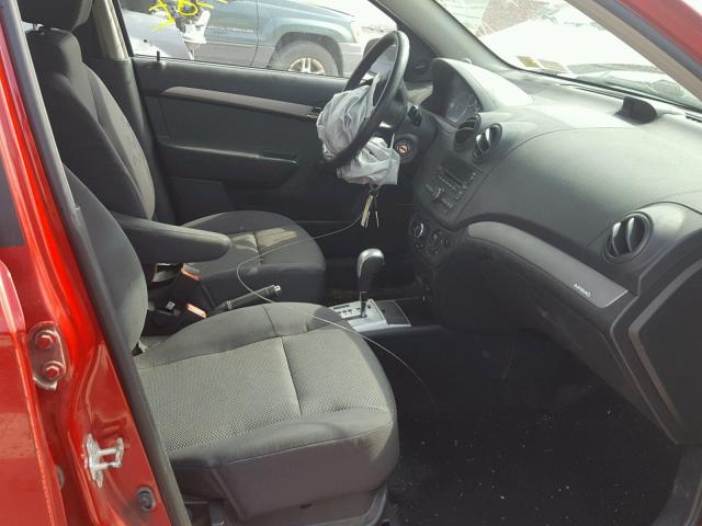 KL1TD56E09B345037 - 2009 CHEVROLET AVEO LS RED photo 5
