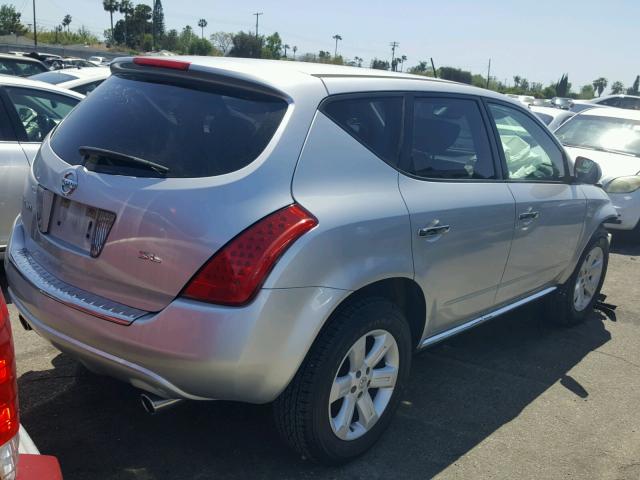 JN8AZ08T67W507005 - 2007 NISSAN MURANO SL SILVER photo 4