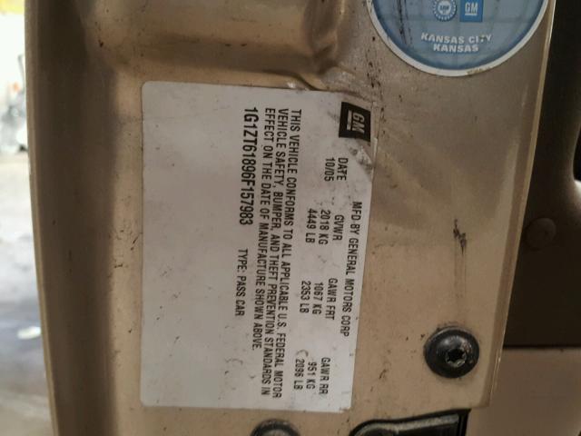 1G1ZT61896F157983 - 2006 CHEVROLET MALIBU MAX 金色 照片 10