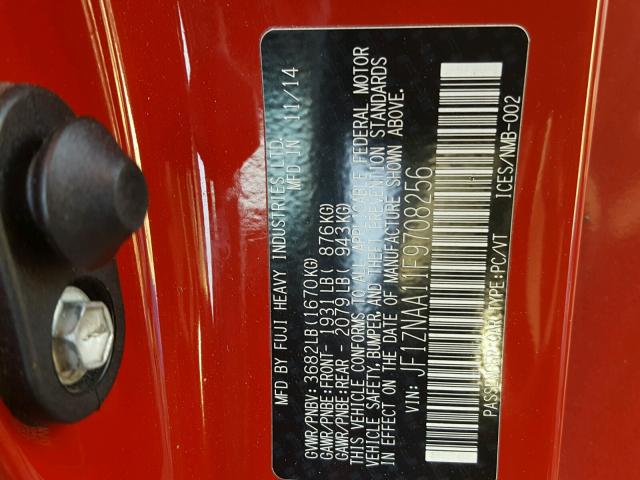 JF1ZNAA11F9708256 - 2015 TOYOTA SCION FR-S 红色 照片 10