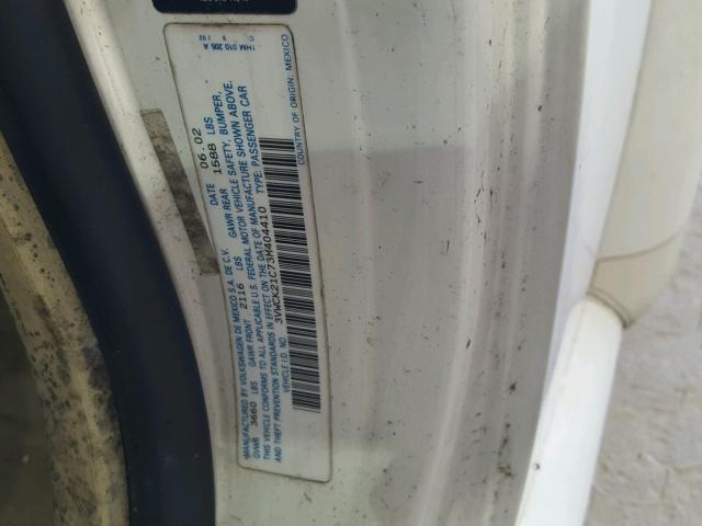 3VWCK21C73M404410 - 2003 VOLKSWAGEN NEW BEETLE WHITE photo 10