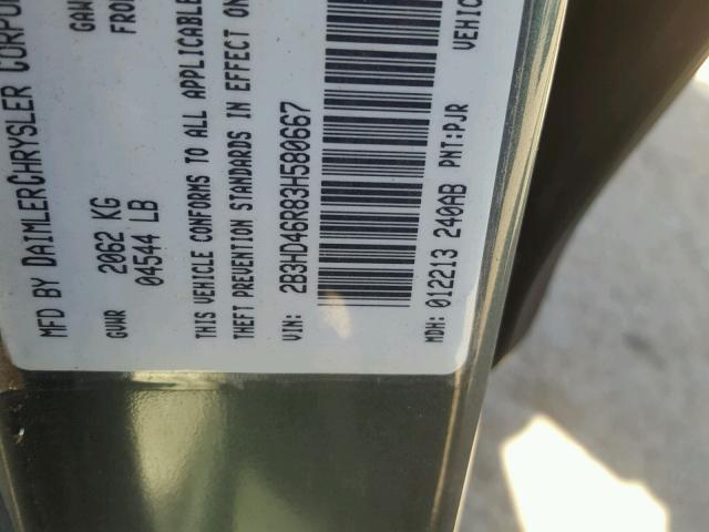 2B3HD46R83H580667 - 2003 DODGE INTREPID S GREEN photo 10