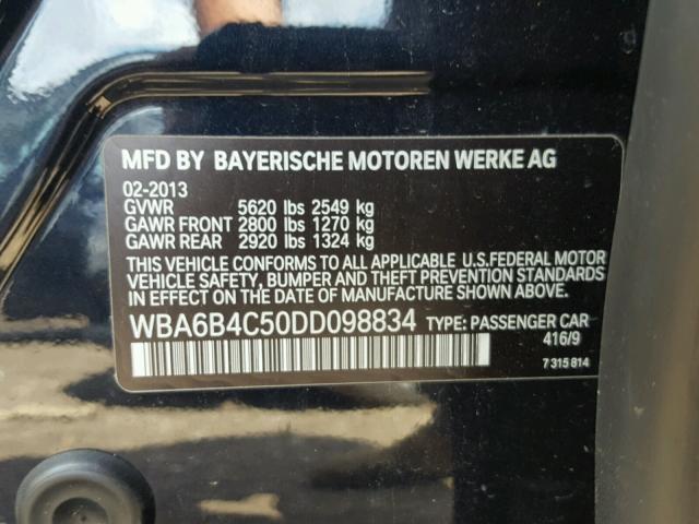 WBA6B4C50DD098834 - 2013 BMW 650 XI Mavi foto 10