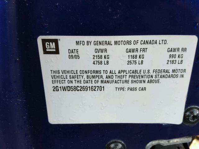 2G1WD58C269162701 - 2006 CHEVROLET IMPALA SUP 蓝色 照片 10