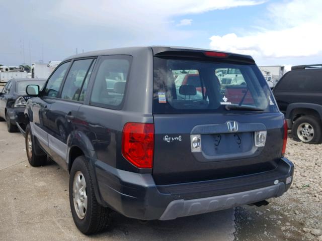 2HKYF18185H572593 - 2005 HONDA PILOT LX CHARCOAL photo 3