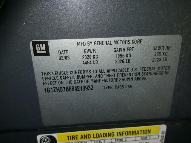 1G1ZH57B684218932 - 2008 CHEVROLET MALIBU 1LT 灰色 照片 10