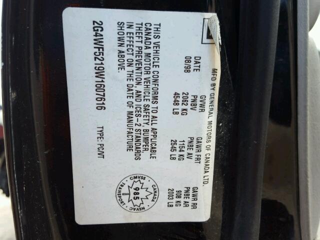 2G4WF5219W1607616 - 1998 BUICK REGAL GS BLACK photo 10