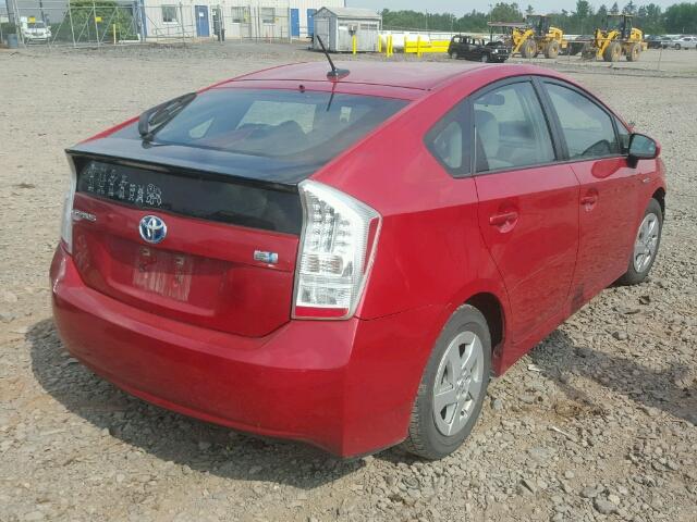 JTDKN3DU9A1232102 - 2010 TOYOTA PRIUS RED photo 4