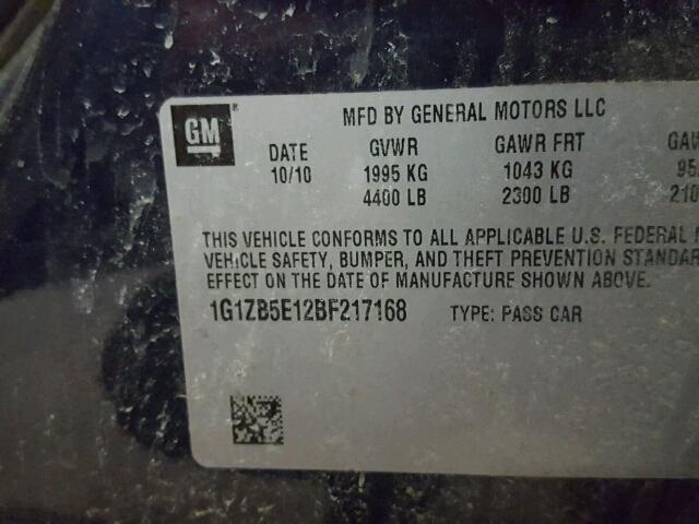 1G1ZB5E12BF217168 - 2011 CHEVROLET MALIBU LS 蓝色 照片 10