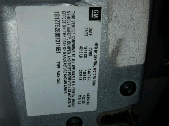 1G1ZT52805F311651 - 2005 CHEVROLET MALIBU LS 白色 照片 10