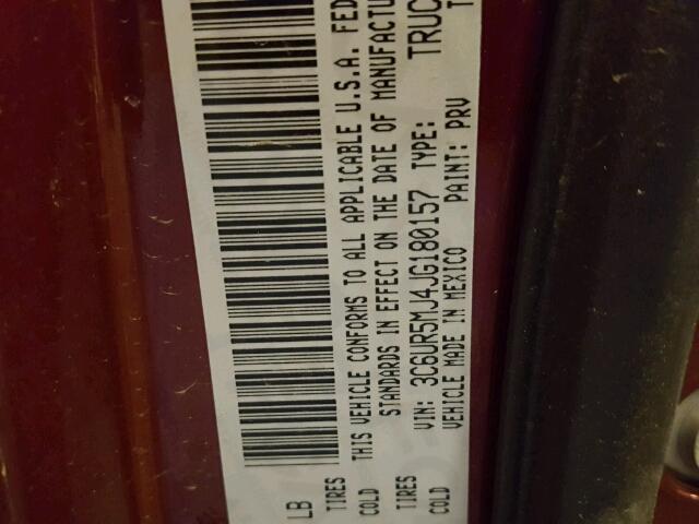 3C6UR5MJ4JG180157 - 2018 RAM 2500 SLT MAROON photo 10