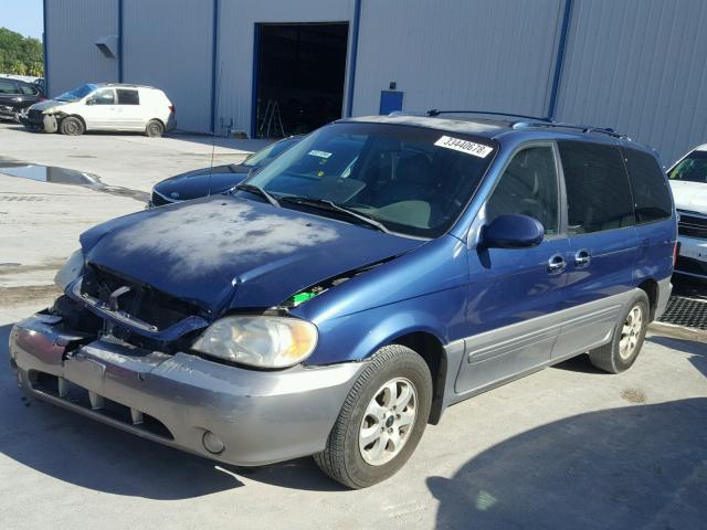 KNDUP131X46574177 - 2004 KIA SEDONA EX BLUE photo 2