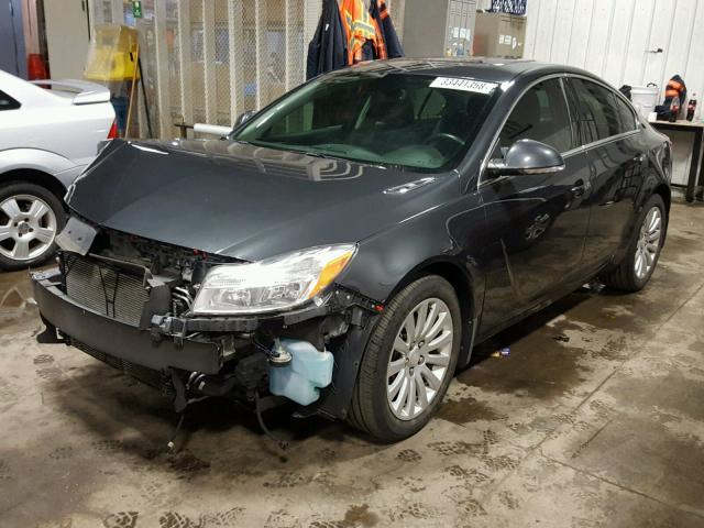 2G4GS5EV7D9221225 - 2013 BUICK REGAL PREM CHARCOAL photo 2