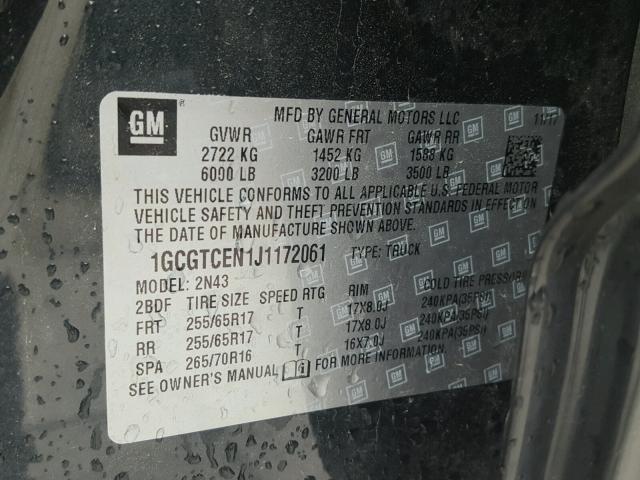 1GCGTCEN1J1172061 - 2018 CHEVROLET COLORADO L BLUE photo 10