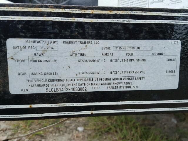 5LCLB1422E1033802 - 2014 UTILITY TRAILER BLACK photo 10