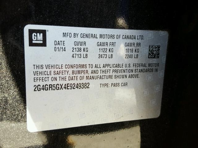 2G4GR5GX4E9249382 - 2014 BUICK REGAL PREM GRAY photo 10