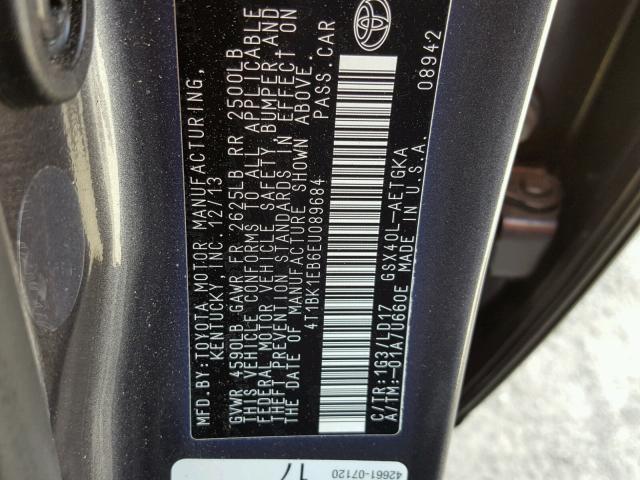 4T1BK1EB6EU089684 - 2014 TOYOTA AVALON BAS GRAY photo 10