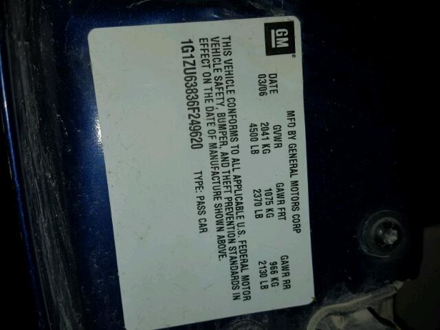 1G1ZU63836F249620 - 2006 CHEVROLET MALIBU MAX BLUE photo 10