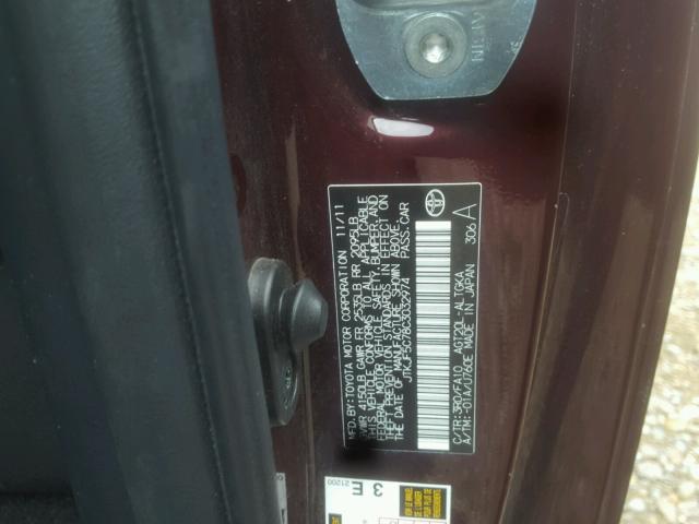 JTKJF5C78C3032974 - 2012 TOYOTA SCION TC 栗色 照片 10