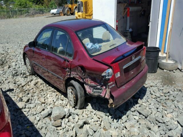 2HGES16433H934218 - 2003 HONDA CIVIC DX BURGUNDY photo 3