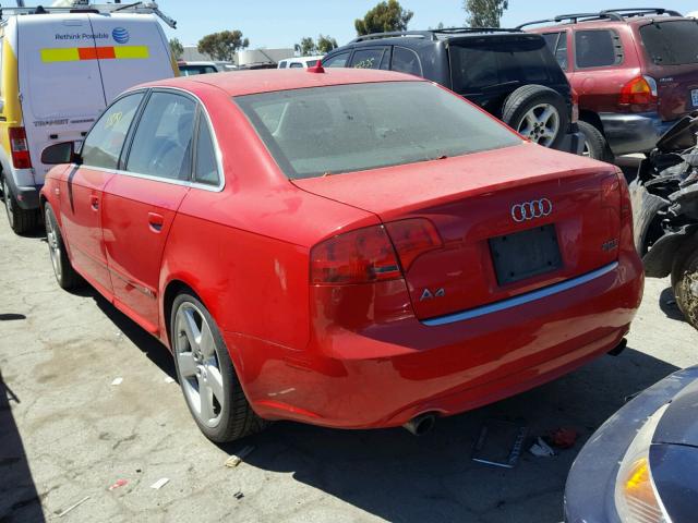 WAUEF78E58A027016 - 2008 AUDI A4 S-LINE RED photo 3