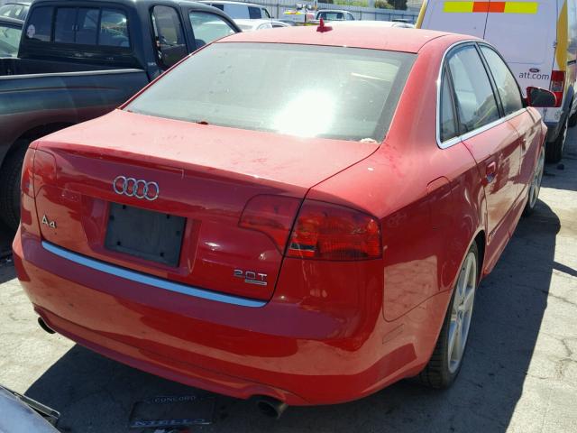 WAUEF78E58A027016 - 2008 AUDI A4 S-LINE RED photo 4