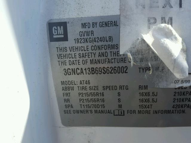 3GNCA13B69S626002 - 2009 CHEVROLET HHR LS WHITE photo 10