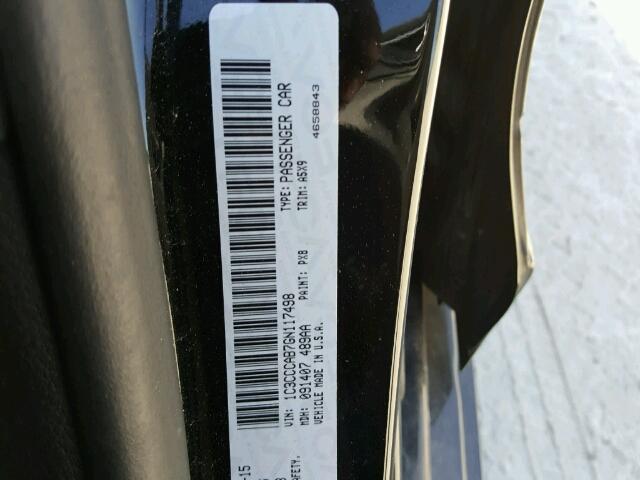 1C3CCCAB7GN117498 - 2016 CHRYSLER 200 LIMITE BLACK photo 10