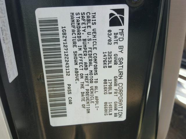 1G8ZY12712Z243132 - 2002 SATURN SC2 SILVER photo 10