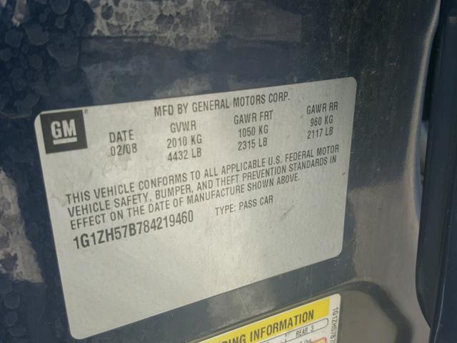 1G1ZH57B784219460 - 2008 CHEVROLET MALIBU 1LT BLUE photo 10