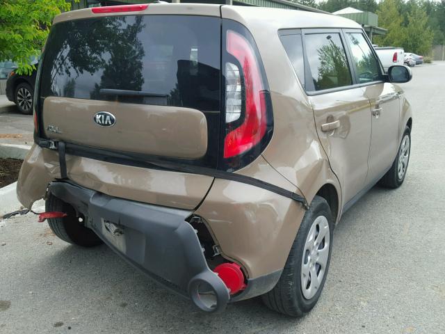 KNDJN2A2XF7184574 - 2015 KIA SOUL BROWN photo 4