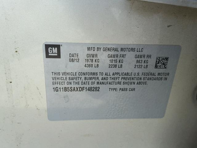 1G11B5SAXDF148282 - 2013 CHEVROLET MALIBU LS TAN photo 10