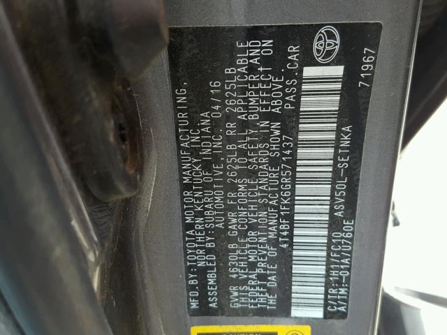 4T4BF1FK6GR571437 - 2016 TOYOTA CAMRY LE Grau Foto 10