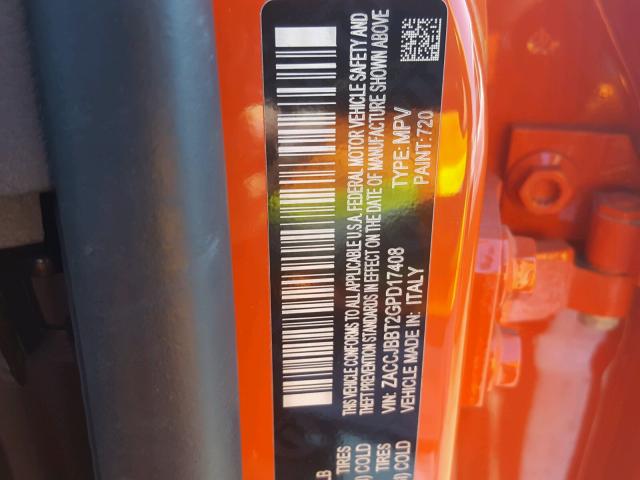 ZACCJBBT2GPD17408 - 2016 JEEP RENEGADE L ORANGE photo 10