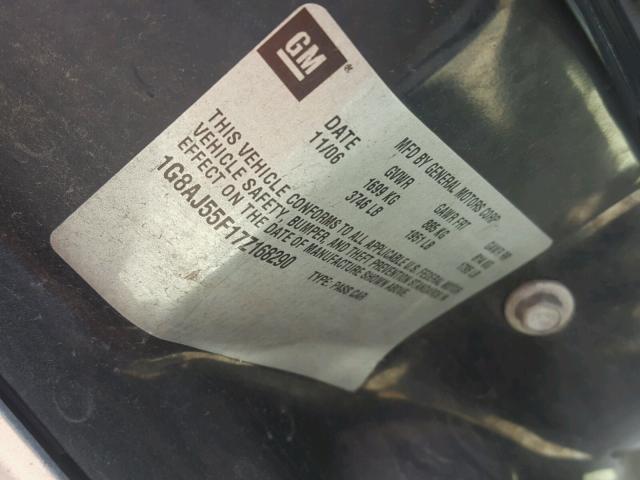 1G8AJ55F17Z168290 - 2007 SATURN ION LEVEL SILVER photo 10