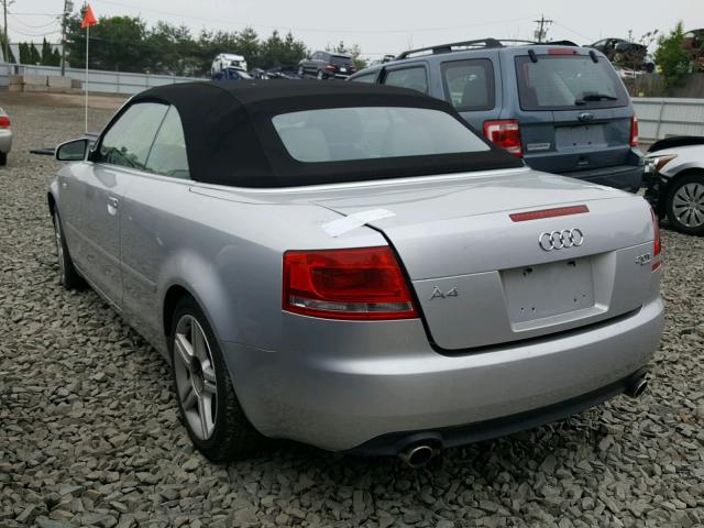 WAUDF48H07K028118 - 2007 AUDI A4 2.0T CA SILVER photo 3