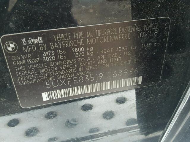 5UXFE83519L168936 - 2009 BMW X5 XDRIVE4 Siyah fotoğraf 10