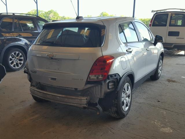 3GNCJKSBXFL255505 - 2015 CHEVROLET TRAX LS SILVER photo 4