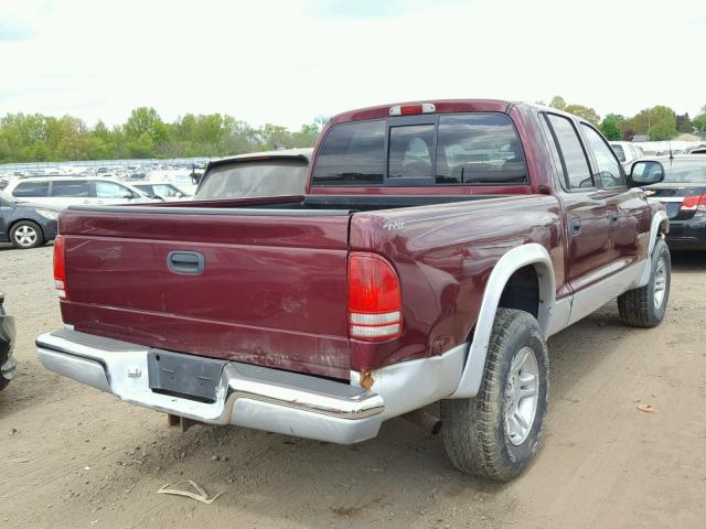 1B7HG2AZ41S288456 - 2001 DODGE DAKOTA QUA MAROON photo 4