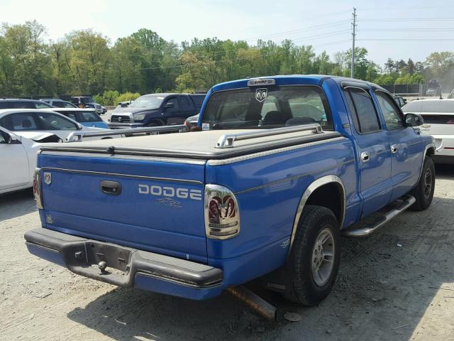 1B7GL2AX3YS769136 - 2000 DODGE DAKOTA QUA BLUE photo 4