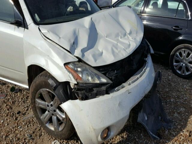 JN8AZ08W27W608312 - 2007 NISSAN MURANO WHITE photo 9