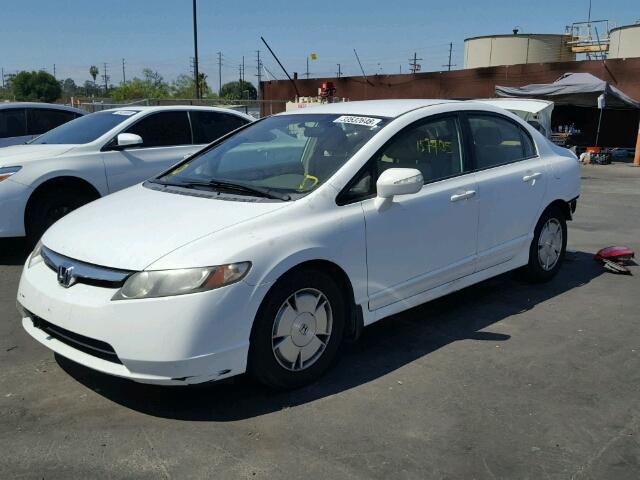 JHMFA36267S020056 - 2007 HONDA CIVIC HYBR WHITE photo 2