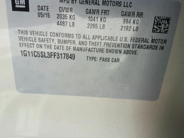 1G11C5SL3FF317849 - 2015 CHEVROLET MALIBU 1LT TAN photo 10