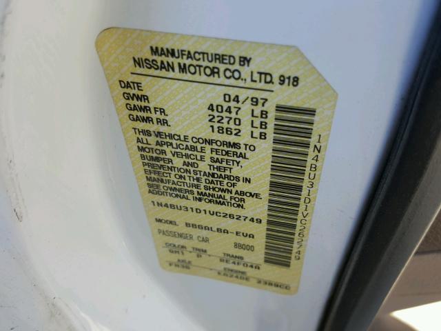 1N4BU31D1VC262749 - 1997 NISSAN ALTIMA XE WHITE photo 10