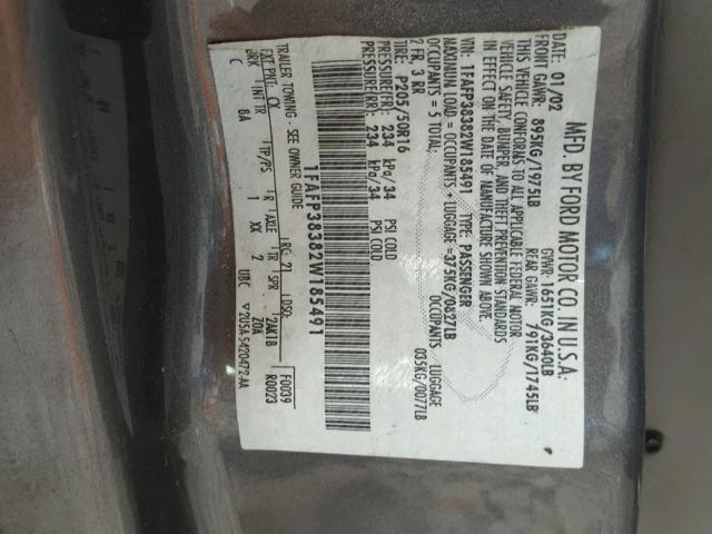 1FAFP38382W185491 - 2002 FORD FOCUS ZTS GRAY photo 10